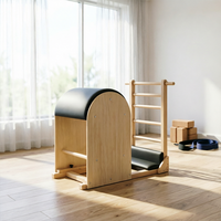 Escalera de Pilates Profesional de Madera de Roble Macizo para Corrección de Columna Vertebral, Base Ajustable para Estudio Comercial y Ejercicio en Casa