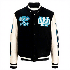 Chaqueta Varsity de Invierno para Hombre, Bordada, con Parches, Estilo Béisbol, Gruesa, Corte Regular, Informal, para Universidad - Product Image 3