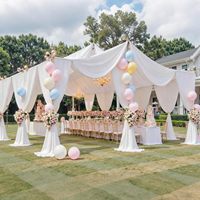 Voilages de plafond blancs et dorés 5x40 pieds pour mariage, rideaux de plafond en polyester épais sans plis pour chapiteau, draperies d'arche