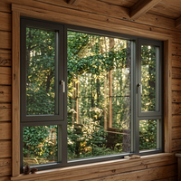 Ventana Abatible de Aluminio y Vidrio de Diseño Moderno de Primera Marca, Resistente al Viento y Térmica, con Puerta Abatible y Ventana Exterior, Nuevo Diseño