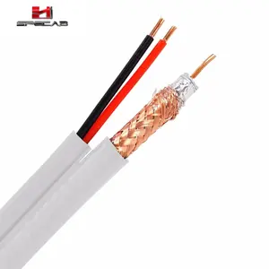 RG59 Plenum Siamés | Entierro directo 20AWG Cobre desnudo sólido con trenza 95% CCA, cable de alimentación de cobre desnudo 18/2