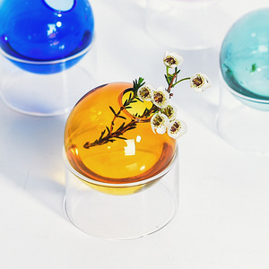 Vaso a forma di sfera di vetro colorato creativo all'ingrosso con Base cilindrica in vetro Nortern europa vaso da tavolo casa Derco - Product Image 6
