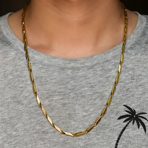 Collier en acier inoxydable de 3 mm de large, couleur or/argent, haute qualité, pour hommes et femmes, chaîne à maillons en forme de barre de bambou, accessoire de bijouterie - Product Image 6
