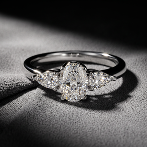 For Women Promise 925 Sterling Silver <b>Rhodium</b>/Gold Plated Engagement Wedding Classic Oval Three-Life Stone Zircon <b>Ring</b> - Product Image 2