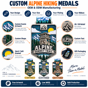 Médailles personnalisées pour aventures en plein air, médailles de récompense pour la randonnée en montagne, médailles commémoratives en émail 3D en relief, médailles pour événements de trail alpin - Product Image 4