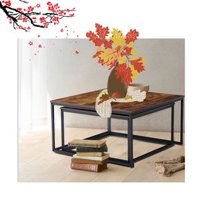 <span class=keywords><strong>Tavolini</strong></span> da Caffè Moderni in Legno Stile Rustico, Design Semplice, Gambe Nere Personalizzabili - Product Image 2