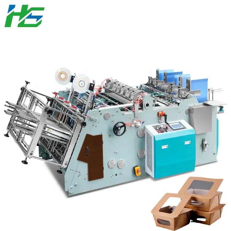 Hongshuo HS-HBJ-1200 Chine Fournisseur Récipient Alimentaire Boîte en Aluminium Faisant la Machine Hamburger Boîte Machine Avec La Norme Ce