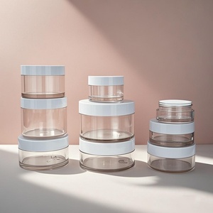Cream Bottle Thick Wall Cosmetic Cream Jar 100g Cream Jar Transparent Pet Injection Plastic with White Cover Pot Jar Packaging - Product Image 2