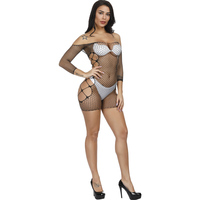 Bodystocking Transparan Seksi dengan Potongan Cutout untuk Wanita, Lingerie Seksi, Stoking Jala untuk Wanita Gemuk Ukuran Besar, Body Doll