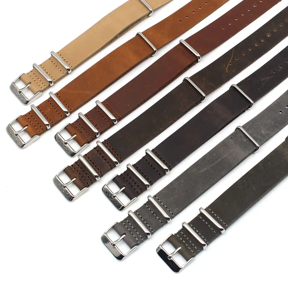 Bracelet de montre Vintage en cuir véritable de qualité supérieure, épaisseur de 1.6mm, 18mm, 19mm, 21mm, 22mm, bracelet de montre en cuir rétro