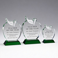 Trophée de récompense en cristal le plus vendu, en forme de pomme avec base verte, cadeau promotionnel d'entreprise