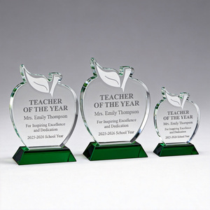 Trophée de récompense en cristal le plus vendu, en forme de pomme avec base verte, cadeau promotionnel d'entreprise - Product Image 2