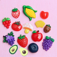 Breloques et cabochons en résine à dos plat, motifs fruits, pour loisirs créatifs, slime, bracelets, nœuds et pinces à cheveux, décoration de costumes, bijoux et création de cartes