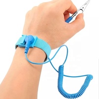 Gelang ESD PVC Anti statis 1.8 meter, tali pergelangan tangan BIRU tanpa kabel klip melepaskan kabel uji perbaikan alat kerja alat diagnostik