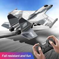 Grand avion de chasse RC 2.5CH avec lumières contrôlables, planeur militaire RC camouflage longue portée 200m, avion jouet certifié GCC