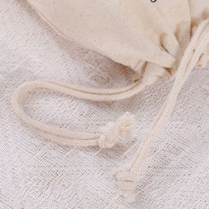 Recycle Muslin Cotton Canvas Fabric Linen Gift Packaging Pouch Flat Bottom Organic Soft Cotton <b>Drawstring</b> <b>Bag</b> with Custom logo - Product Image 5