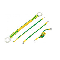 Câble de mise à la terre isolé en PVC jaune-vert, conducteur en cuivre étamé, unipolaire, faisceau de câbles avec borne annulaire 300 mm