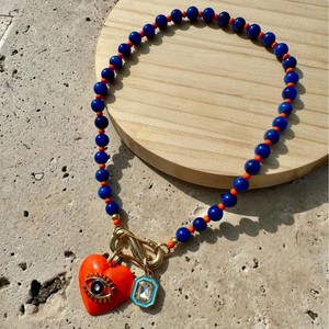 Collana con Ciondolo a Moschettone con Perline Colorate e Occhio, Chiusura a Moschettone con Gemma, Collana Estiva Personalizzata, Regalo <span class=keywords><strong>per</strong></span> <span class=keywords><strong>Lei</strong></span> - Product Image 4