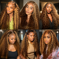 Perruque en cheveux humains ombrés 250% Highlight, perruques lace front en gros, perruques full lace sans colle pré-épilées, lace frontale bouclée colorée 13x6