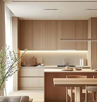 Meuble de rangement latéral moderne en bois massif pour salon avec 1 porte et 5+ tiroirs, portes à panneaux plats, meuble haut en chêne