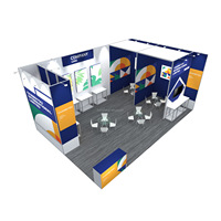 Diding DD25-031 Stand d'exposition modulaire 10x20, présentoir pour salon professionnel 3x6, avec boîte à lumière SEG, toile de fond et comptoir, durable et écologique