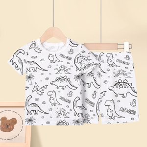 Wholesale Coloring Painting Drawing Image <strong>Unicorn</strong> Unisex Children <strong>Pjs</strong> Diy Cartoon Graffiti Girl Pajama Set for Kids - Product Image 4