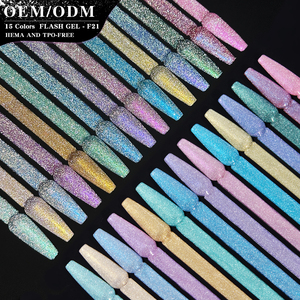 Vente chaude Vendeeni 15 couleurs Collection de vernis à ongles gel disco réfléchissants GRATUIT TPO HEMA OEM/ODM Flash vernis à ongles gel à paillettes de diamant - Product Image 1