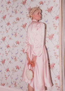 2023 invierno recién llegados moda de alta calidad mujeres Puff manga Rosa elegante blanco satén <span class=keywords><strong>boda</strong></span> camisa graduación <span class=keywords><strong>Midi</strong></span> <span class=keywords><strong>vestido</strong></span> - Product Image 2