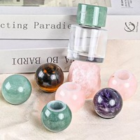 Bouchon de flacon de parfum sphérique en quartz rose naturel brut, fabriqué en usine, en pierre de cristal rechargeable pour l'aromathérapie