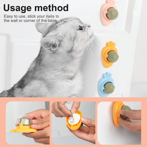 Jouet interactif pour chat : Balle rotative écologique à la catnip, style fruit, à fixer au <span class=keywords><strong>mur</strong></span>, avec friandises à la menthe - Product Image 6