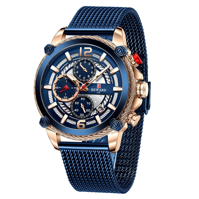 Reward Low Moq Fashion Luxury Man Quartz Watch Steel Wholesale Custom Oem Brand Watch Market From China Multifunction Relogio