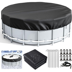Cubierta de Piscina redonda de <span class=keywords><strong>24</strong></span> pies para piscinas sobre el suelo Protector de cubierta de piscina de invierno con diseño de cordón - Product Image 1