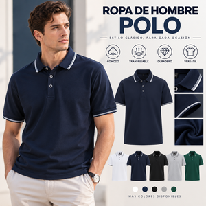 Ropa de Hombre, Polo Clásico con Cuello con Ribete, Camisa Polo Casual para Hombre, Logotipo Bordado Personalizado, Uniforme Corporativo, Fabricante de Ropa - Product Image 1