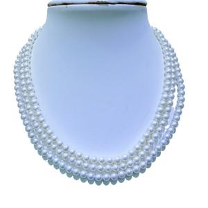 สร้อยคอมุกน้ำจืดธรรมชาติจูจี้ ขนาด 5-6 มม. ทรงกลม แทบไร้ตำหนิ ความยาว 115-120 ซม. ตัวล็อคเงินแท้ ดีไซน์แบบซ้อน - Product Image 5