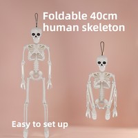 Envío Directo Transfronterizo, Esqueleto de Plástico de 40 cm Estilo Europeo para Halloween, Colgante de Calavera Humana, Articulado y Fácil de Montar