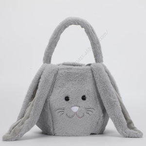 Sac fourre-tout pour enfants AA295 en fausse fourrure de lapin, sac à main, panier de Pâques en peluche avec oreilles de lapin, idéal pour les bonbons et cadeaux - Product Image 1