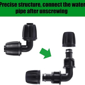 Drip Irrigation Connector Set 16pcs Black POMPP <b>Threaded</b> Water Pipe Joint For Garden Agricultural Use - Product Image 3