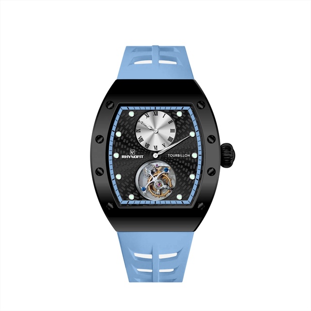 Seagull Tourbillon Skeleton ST8006 Hand Wind Watch Movement Luminous Hour Dot Indicator Silicone Band with Small Dial Watches