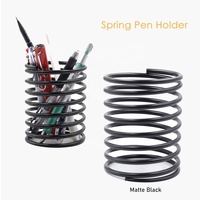 Porte-stylo à ressort en acier inoxydable noir mat, en acier au carbone, à ressort en spirale