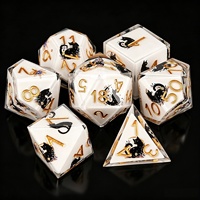 Lot de 7 dés polyédriques en résine solide à thème chat mignon pour D&D, RPG et jeux de société COC