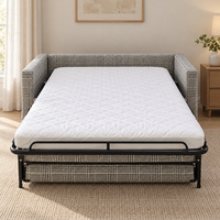 Canapé-lit à carreaux noir et blanc avec cadre métallique pliable et matelas matelassé pour chambre d'amis neutre