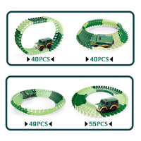 Cadeau pour garçons et filles, assemblage réaliste du monde des dinosaures, course sur route, pont, rampe, ensemble de Train Double, voiture électrique, Rail, jouet