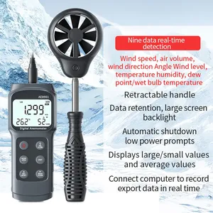 เครื่องวัดความเร็วลมดิจิตอลอเนกประสงค์ AE8901 ช่วงการวัดสูง 0.3~450m/s ความละเอียด 0.01m/s หน่วยอุณหภูมิ - Product Image 2