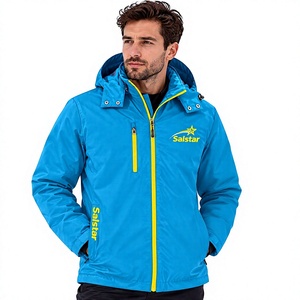 Chaqueta Softshell Azul Cielo Personalizada para Hombre con Capucha, Cremallera Amarilla en Contraste, Impermeable, Resistente al Viento, para Trabajo al Aire Libre, Fabricante - Product Image 1