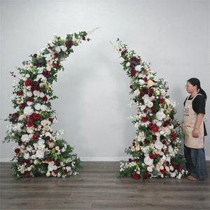 5D Burgundy Red Rose <b>Hydrangea</b> plants Floral Row Wedding Backdrop Arch Decor Flowers Party Props Window Display - Product Image 1