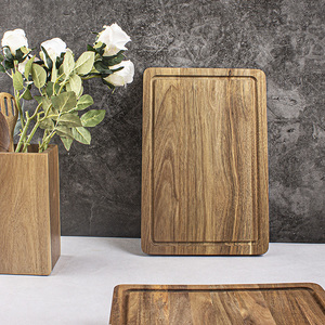 Planche à découper en <span class=keywords><strong>bois</strong></span> d'acacia, rustique, grand carré, rectangle, légumes à bord vivant, évier, avec rainure à jus, prêt à expédier - Product Image 4