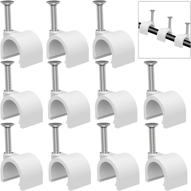 100pcs Black/White Plastic Cable Clips Ethernet Dish Speaker Wire Electrical Cord Tie Holder Stand Hook Electronics Organizer