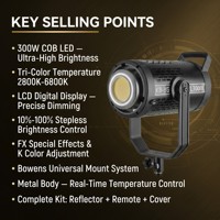 Éclairage vidéo LED professionnel KY-BK300III 300W bicolore 2800K-6800K COB pour photographie avec monture Bowens et télécommande
