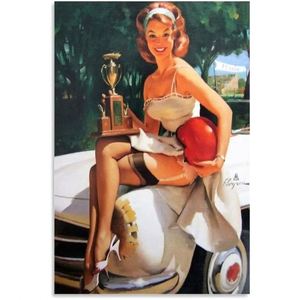 Letrero Metálico Vintage Bombshell, Decoración de Pared Retro con Diseño de Pin-up, Impresión Decorativa Nostálgica - Product Image 1