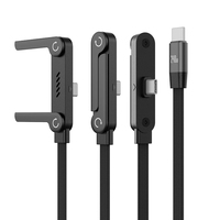 Câble USB-C vers USB-C 240W 5A à charge rapide avec support de téléphone pliable, câble de transfert de données USB-A vers Type-C 8 broches